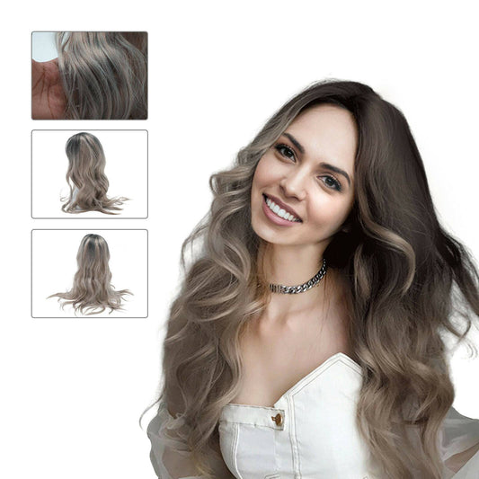 Brown Gold Blonde Long Wavy Wig Synthetic Curly Hair Cosplay Fashion - 5 - CJ