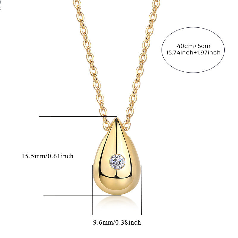 Dreamy Water Drop - A Trendy Diamond Jewelry Necklace Pendant Set With 1-carat Moissanite S925 Sterling Silver And Gold Plating