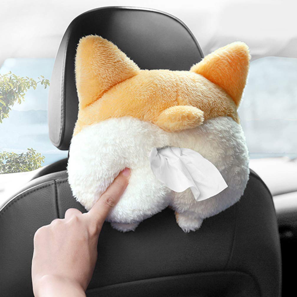 Tissue Box Cover Soft Adorable Corgi Butt Shaped Creative Storage Bag Hanging Pouch Tissue Box Wrapper For Car Home - 5 - CJ