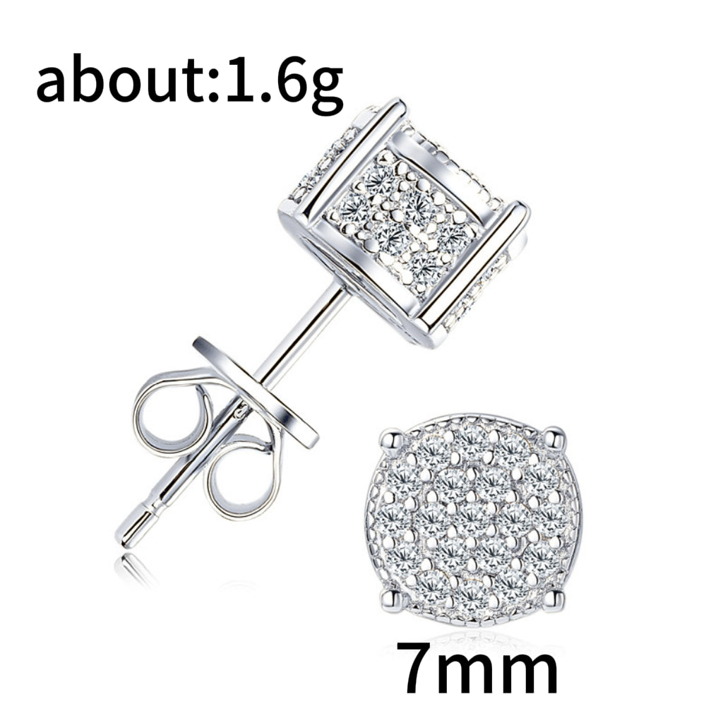Hip Hop Sparkling Zircon Stud Earrings,4 Prong Setting, Bling Design,Unisex For Daily Wear And Parties - 5 - CJ