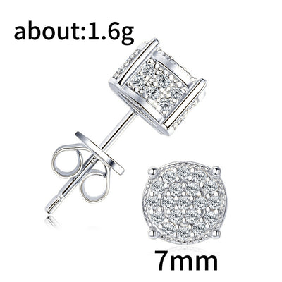 Hip Hop Sparkling Zircon Stud Earrings,4 Prong Setting, Bling Design,Unisex For Daily Wear And Parties - 5 - CJ