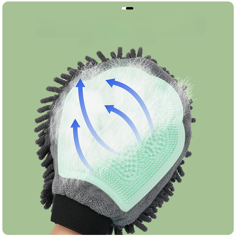 Pet Bathing Brush 2 - in - 1 Grooming Glove Elegant Dog Grooming Tool For Brushing, Massaging, And Drying Pet Grooming Kit For Dog Cat 2 - Sided Bathing Brush Cleaning Massage Glove - 5 - CJ