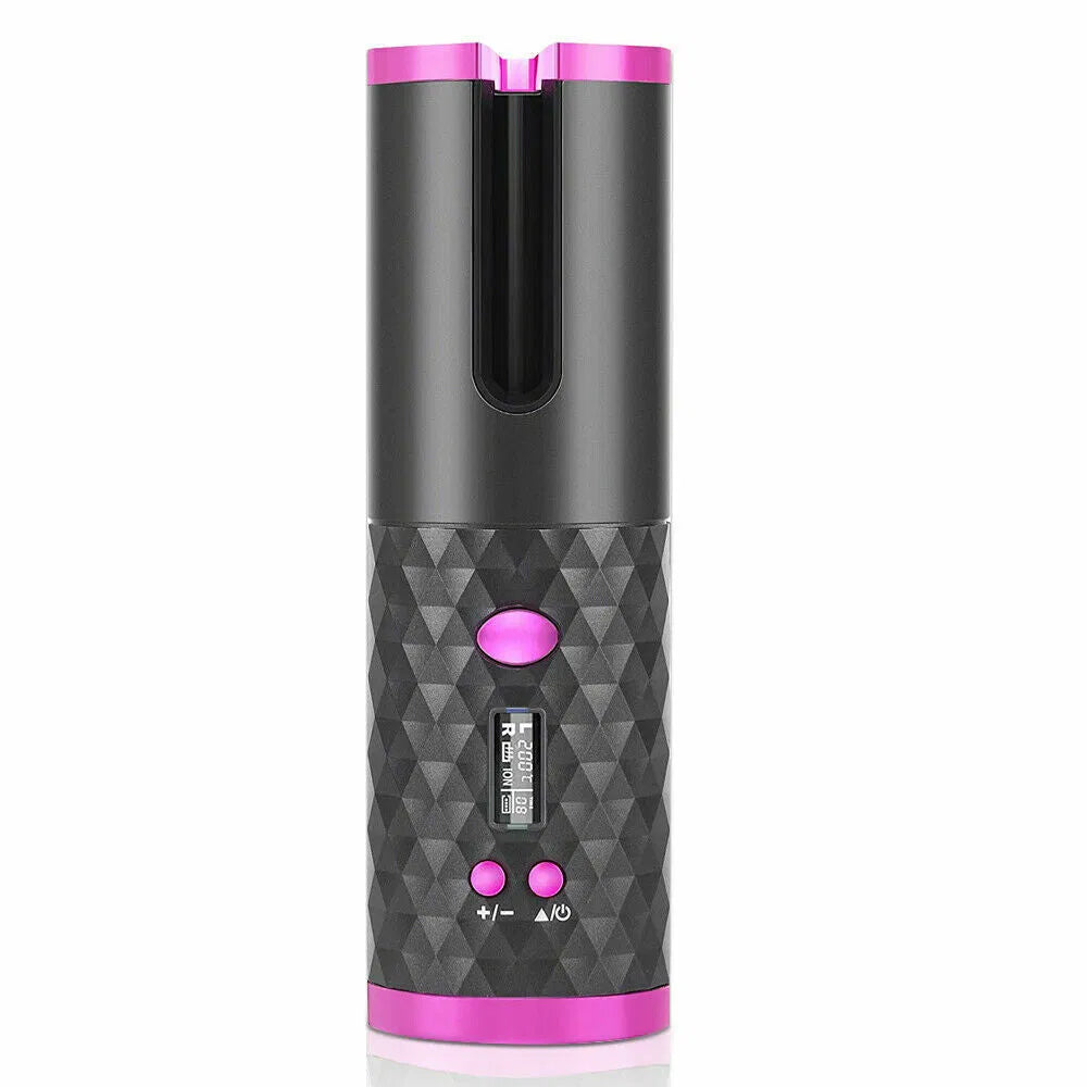 Hair Curler LCD Cordless Auto Rotating Waver Curling Iron Ceramic Wireless USA - 5 - CJ