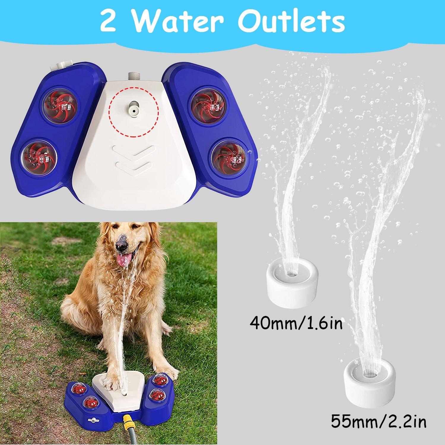 Blue - Yellow Color Options - 1Pc Dog Water Fountain Multifunctional Automatic Pet Water Dispenser Outdoor Step - on Activated Sprinkler For Drinking Shower Fun - 5 - CJ
