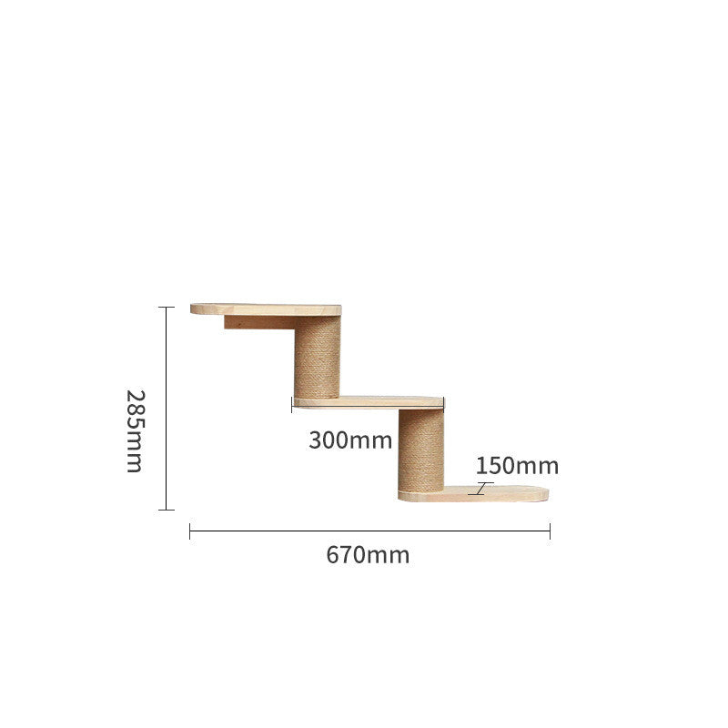 Pet Cat Climbing Frame Wall Type Solid Wood Wall Hanging Platform Ladder Pets Accessories - 0 - CJ - B3 wall steps - CJJT148790314NM