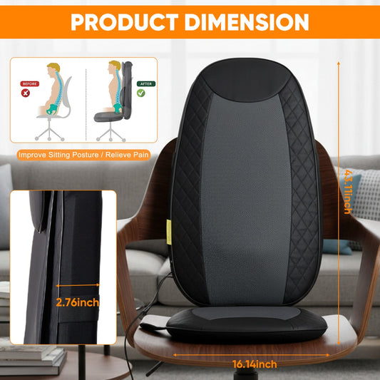 Back Massagers, Vibrating Heating Pad For Back, Massage Chair Pad For Pain Relief Deep Tissue - 5 - CJ