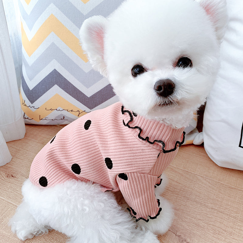Dot turtleneck dog bottoming shirt - 0 - CJ - Pink - XXS - CJJJCWGD00302 - Pink - XXS