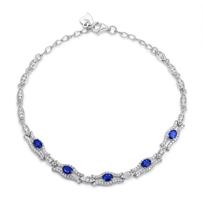 Natural Sapphire Bracelet Women's S925 Silver Set Gem Jewelry Premium Original Design Jewelry - 4 - CJ