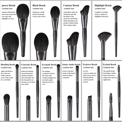 High - quality Makeup Brushes With Wooden Handles, Premium Natural 10pcs Makeup Brushes. - 5 - CJ