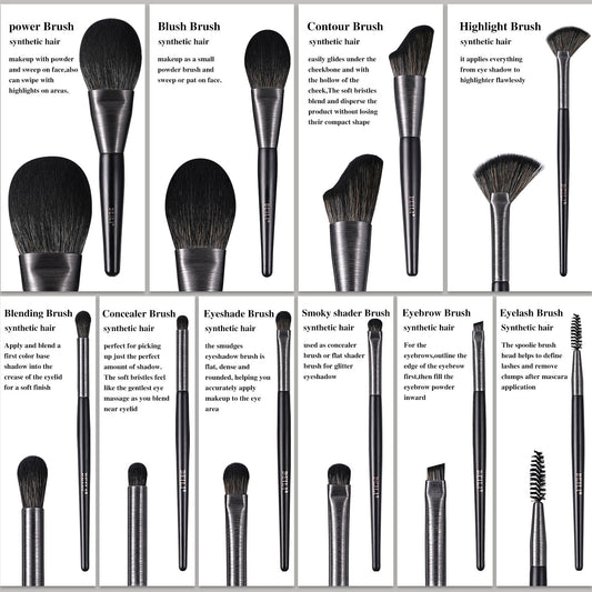 High - quality Makeup Brushes With Wooden Handles, Premium Natural 10pcs Makeup Brushes. - 5 - CJ