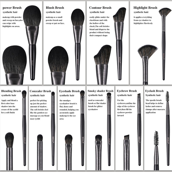 High - quality Makeup Brushes With Wooden Handles, Premium Natural 10pcs Makeup Brushes. - 5 - CJ