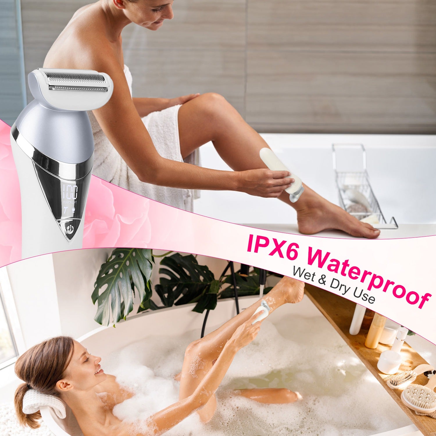 7 In 1 Electric Razor For Women Lady Hair Removal Epilators For Leg Face Arm Bikini Armpit Public Hairs IPX6 Wet And Dry Use Cordless Rechargeable Whole Body Trimmer And Shaver Kit - 5 - CJ