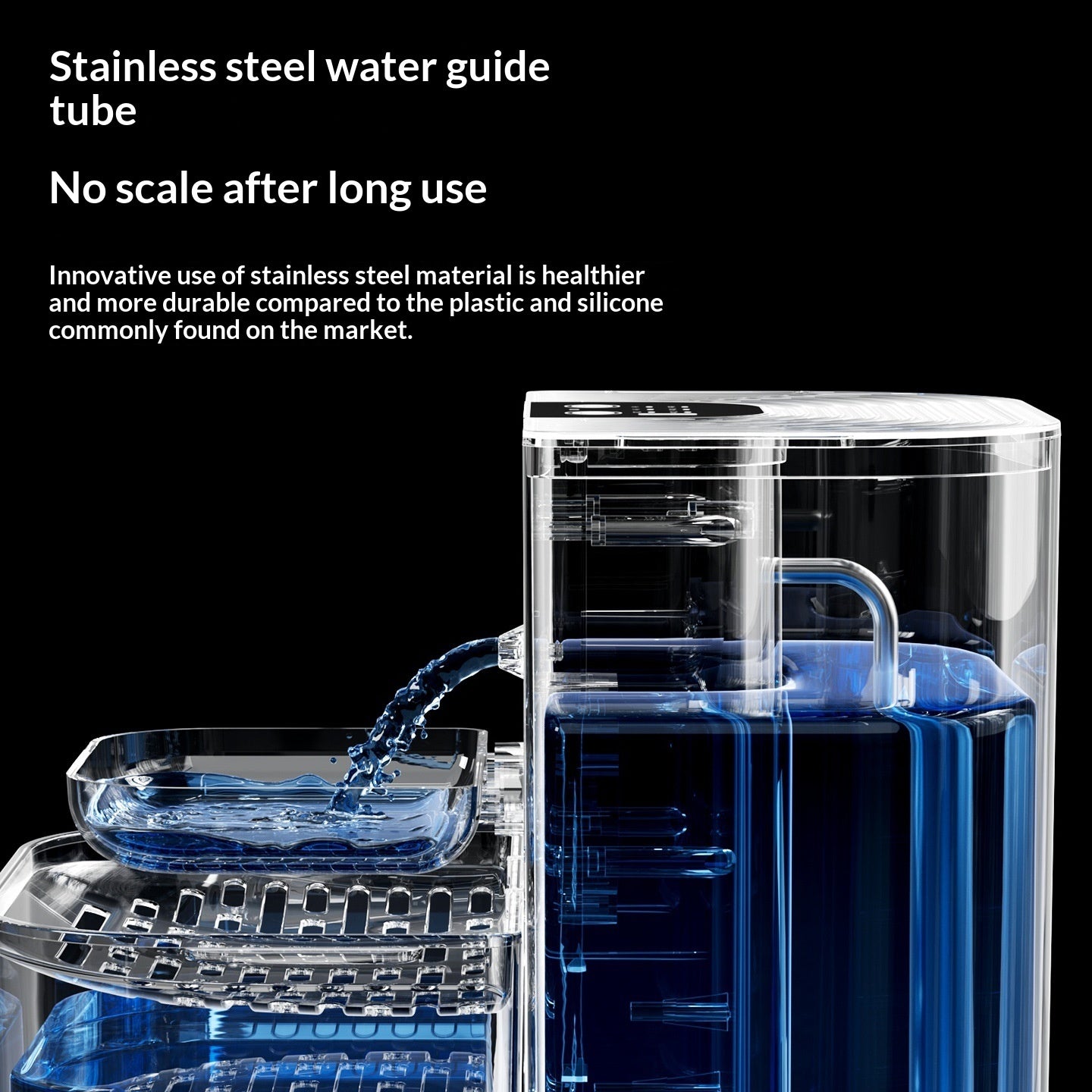 Thermostatically Controlled Plug - Free Pet Water Fountain With Automatic Tilting Feature Flowing Water - 0 - CJ