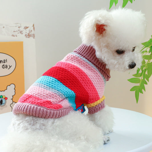 Pet Ring Comfortable Color Stripes Colorful Sweater - 0 - CJ