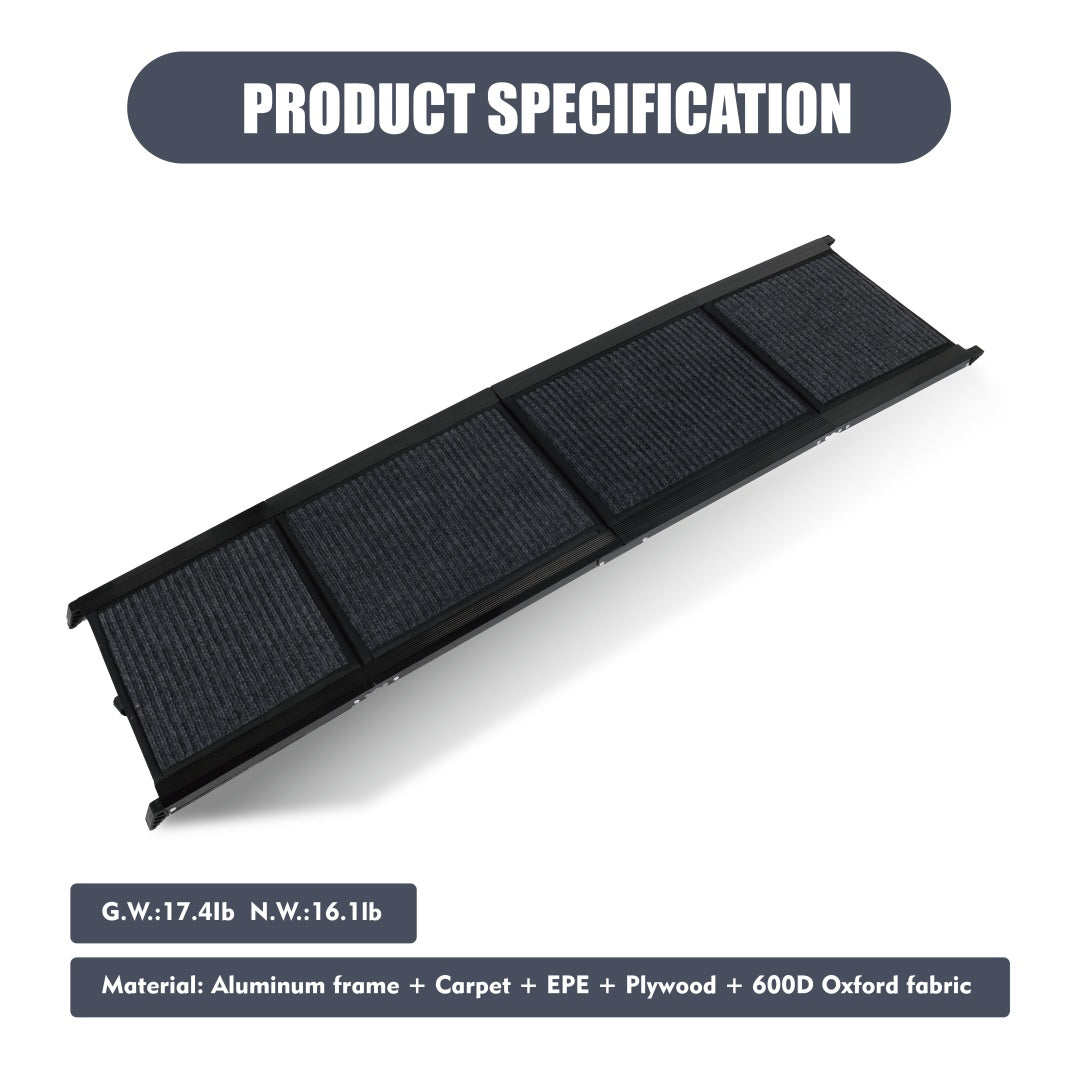 Dog Ramp For Car 65x17 Large Folding Pet Stair Ramps For Truck, SUV, With Non - Slip Surface, Up To 250LBS, Outdoor Dog Car Ramp For Medium  Large Dogs, Portable Pet Steps - 5 - CJ
