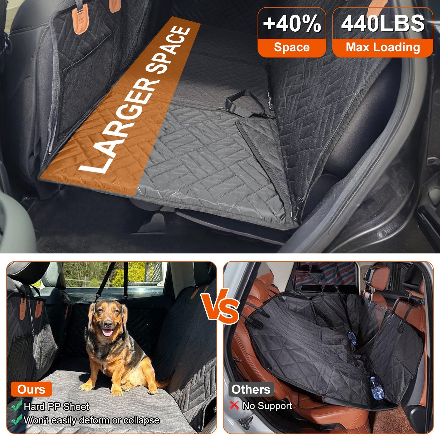 1Pc Dog Car Seat Cover For Back Seat Waterproof Oxford Cloth Seat Cover Hammock Non - Slip Scratchproof Back Seat Extender With Side Flap Mesh Window Storage Bag For Car SUV Truck - 5 - CJ