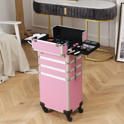 4 - in - 1 Aluminum Alloy, Trolley, Vanity Case, Embroidery Box - 5 - cjdropshipping