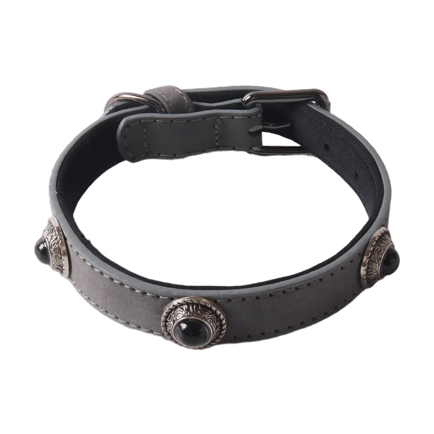 PU Leather Cat's Eye Stone Dog Collar - 0 - CJ