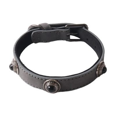 PU Leather Cat's Eye Stone Dog Collar - 0 - CJ