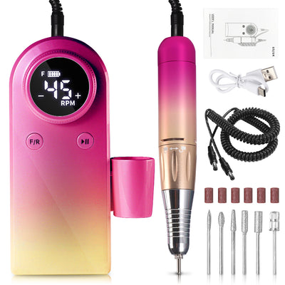 45000RPM Professional Nail Drills Kit With 6 Drill Bits, Portable Electric Nail Drill For Acrylic Nails Gel Polishing Removing, Rechargeable Nail File Machine For Manicure Pedicure Salon Home - 5 - CJ