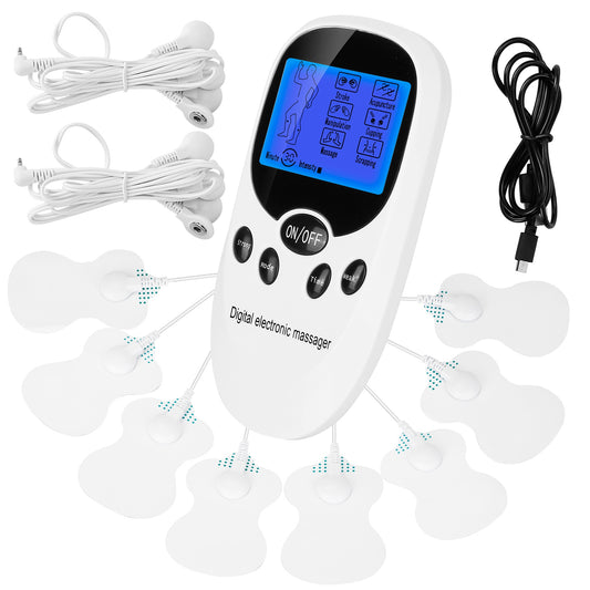 1Pc Electric Muscle Stimulator Dual Channels With 8 Electrode Pads Pulse Massager Pain Relief Therapy Tens Device - 5 - CJ