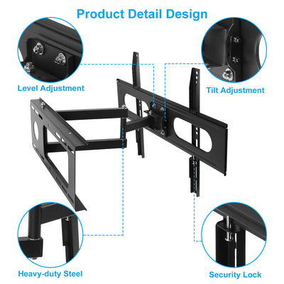 1Pc Full Motion TV Wall Mount Swivel Tilt TV Wall Rack Support 37in To 70in TV Wall Mount Max VESA Up To 600x400mm Holds Up To 99LBS - 5 - CJ