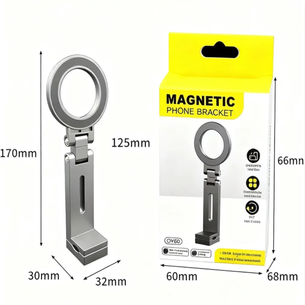 Magnetic Phone Stand For Travel, 360 Rotatable Foldable Desk Holder With N52 Strong Magnets, Portable Magsafe Compatible Mount For Airplane Train Car And Home Office - 5 - CJ - Silver - CJSJ277085602BY