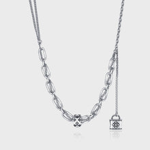 S925 Sterling Silver Print Necklace Women's Retro Style High Class Lock Tassel Chain Rework Double Layer Splice Sweater Chain - 4 - https://x.com/titan_prim62775J