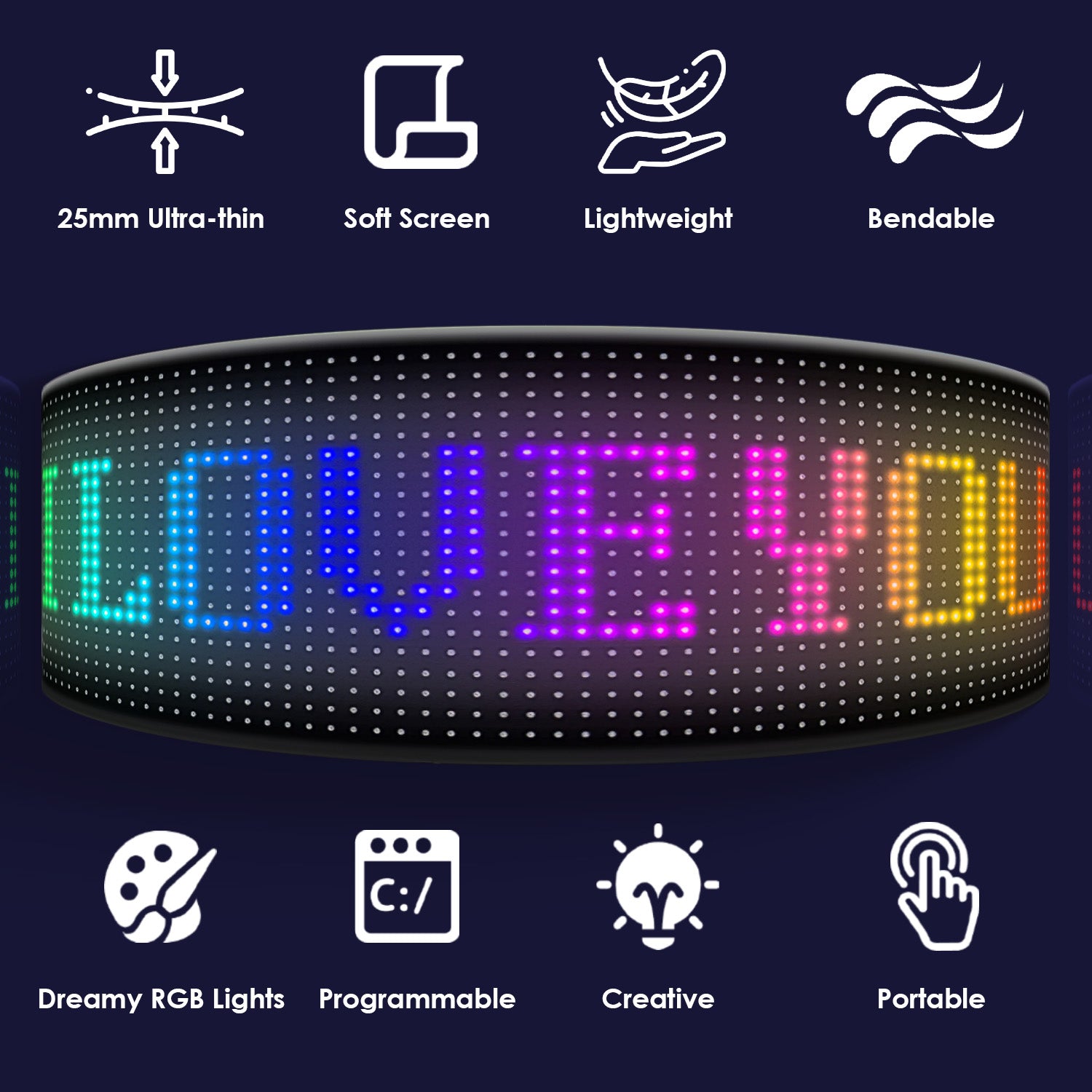 2Pack 16x96 Matrix Devil Eyes Lights For Car Ultra - thin Programmable LED Car Signs With APP Remote Control DIY Design Text Patterns Animations - 5 - CJ