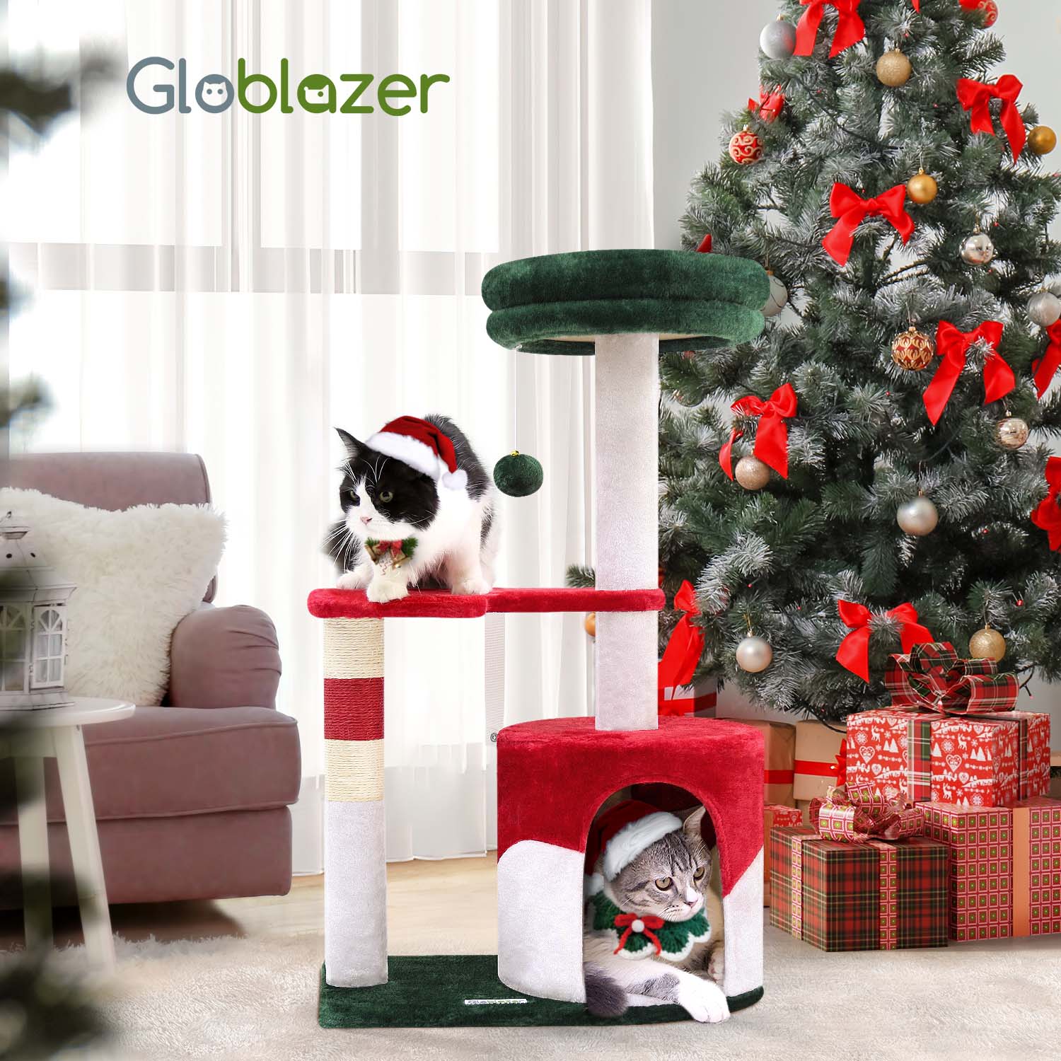 33 Inch Christmas Style Cat Climbing Frame - 5 - cjdroshippping