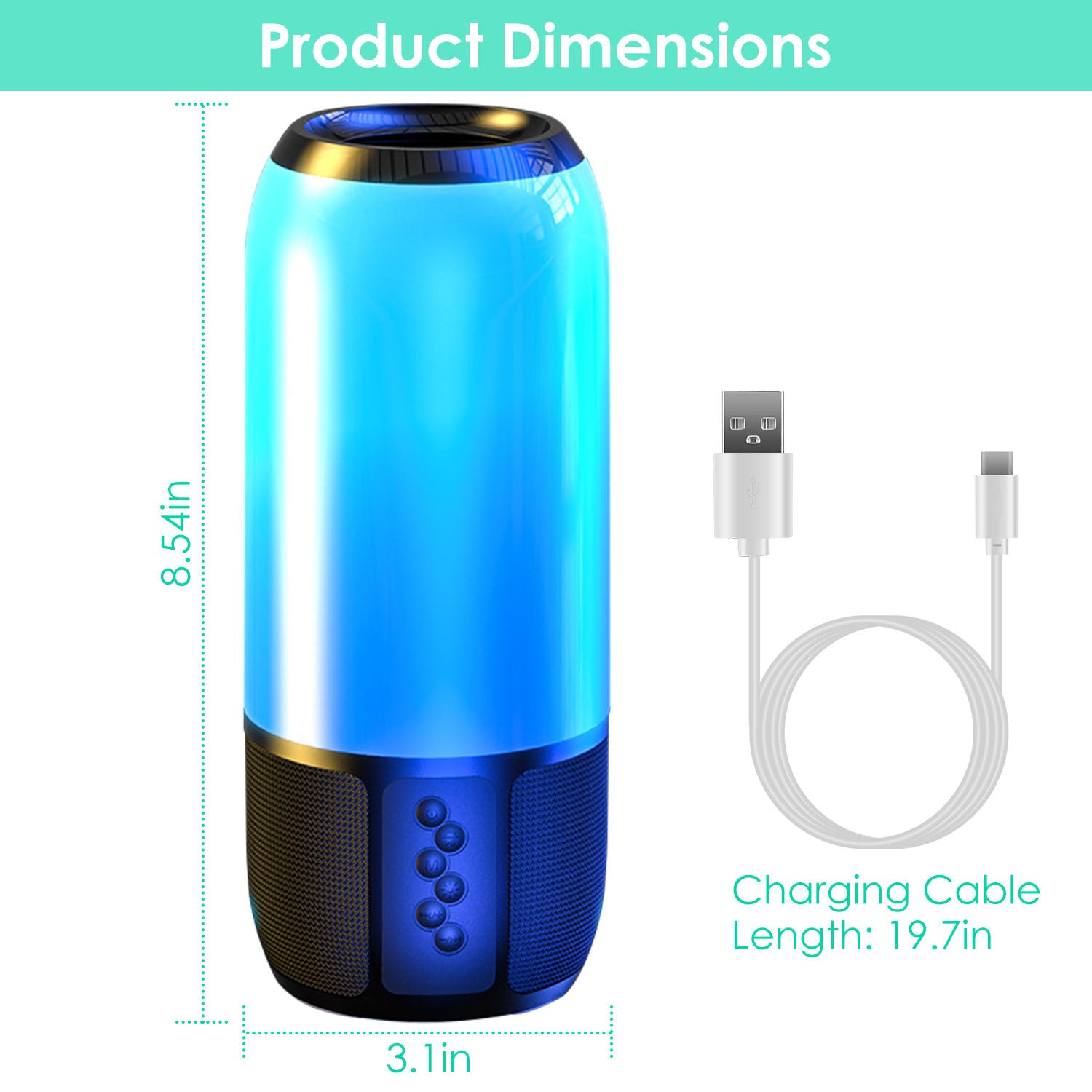 1Pc Wireless Portable Speaker Loud Stereo Speaker With 6 Color Changing Lights Radio Party TWS Speaker For Home Outdoor Travelling