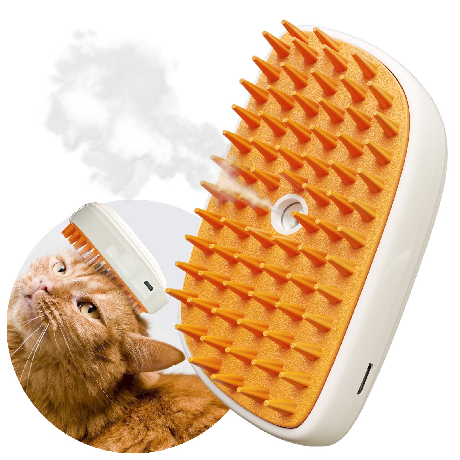 4 In 1 Cat Steam Brush, Anti Static Shedding Spray Comb, Hair Removal, Mist Indoor Steamy Grooming Brush For Dog, Water Spritz Defur Cepillo, Spa Steamer Cloud Para Gatos - 5 - CJ
