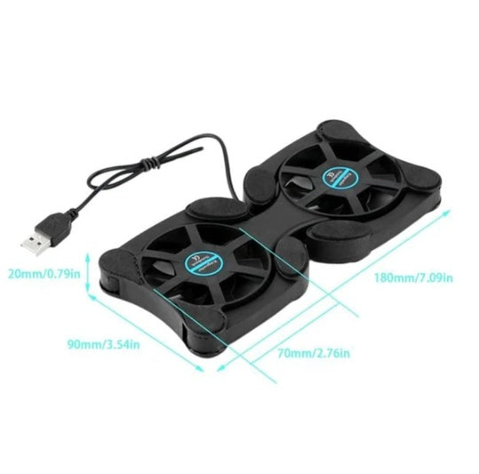 Dual USB Cooling Fan Pad Foldable Slim Fans Cooler Stand For Laptop PC Notebook - 5 - CJ