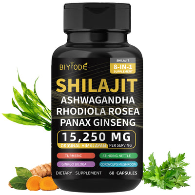 Biyode Effective Formula Ready Stock Fast Shipping Wholesale Pure Natural Himalayan Shilajit Capsules  With Ashwagandha Ginseng Healthcare Vitamin 8 In 1 Energy Supplement - 4 - CJ