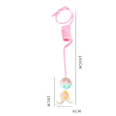 Cat Toy Self - Hi Sucker Spring Rabbit Hair Ball Interactive Play Pet Supplies Interactive Toys - 0 - CJ - Pink - Bell Badminton - CJMY153256504DW