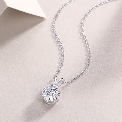 1Diamond Sparkle V - chain Luxury Fashion Diamond Pendant Necklace Set With Mosan Diamond Silver Ornaments Prohibit TikTok sales - 5 - CJ