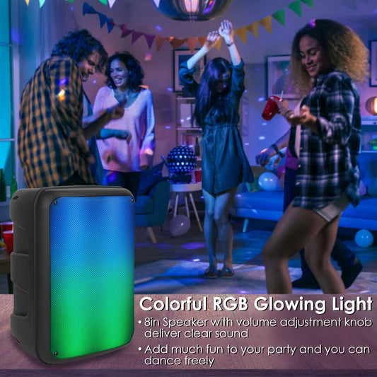 1Pc Portable Wireless Party Speaker 8in Colorful Lights DJ PA System With TWS Function FM Radio USB MMC Card Reading Aux In Recording Function Mic - 5 - CJ