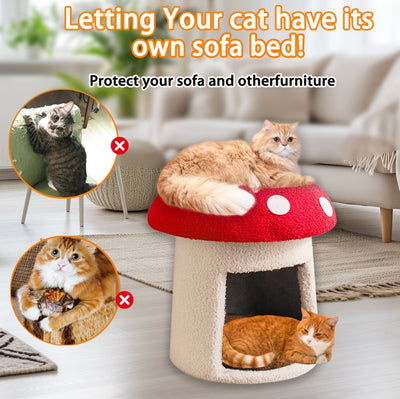 Extra Large Red Umbrella Mushroom Cat Bed, Scratch - resistant And Wear - resistant, Removable And Washable, Universal Pet Seat Bed For All Seasons, Pet Cat Bed, High - looking Mushroom Cat House - 5 - CJ