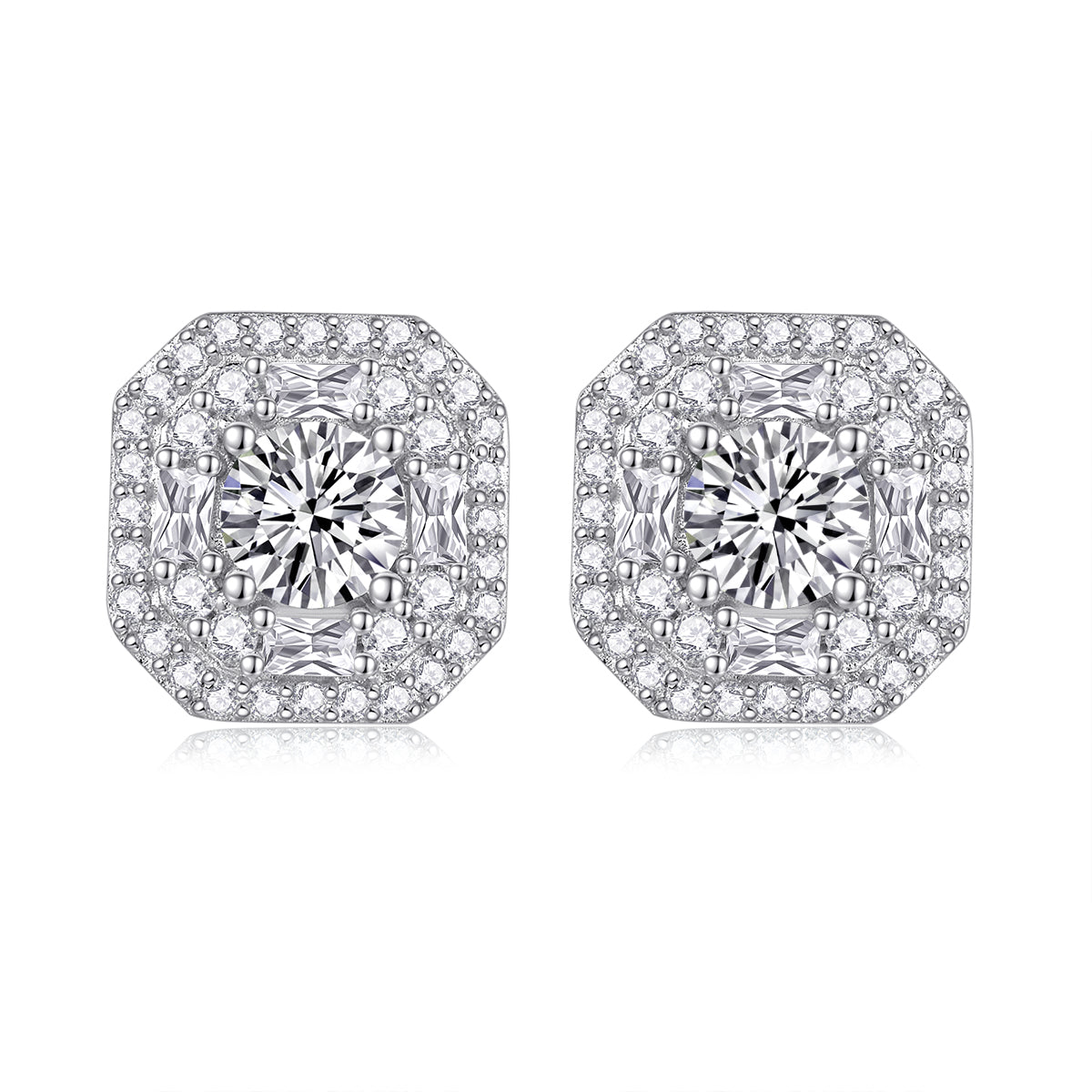 1Large Diamond Set With Moissanite Silver Earrings Luxury Fashion Diamond Stud Earrings Prohibit TikTok sales - 5 - CJ