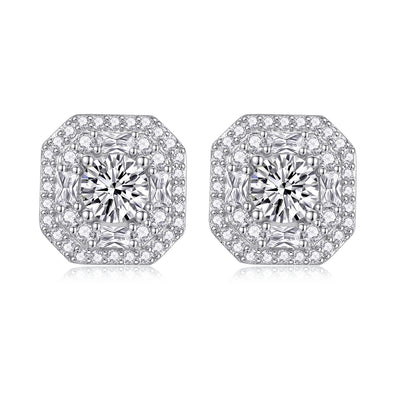 1Large Diamond Set With Moissanite Silver Earrings Luxury Fashion Diamond Stud Earrings Prohibit TikTok sales - 5 - CJ