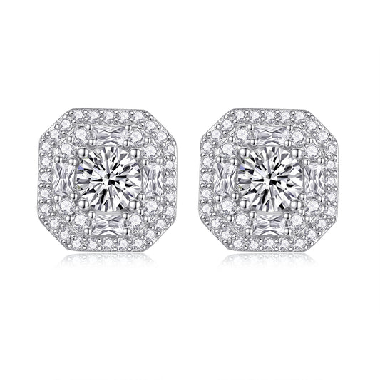 1Large Diamond Set With Moissanite Silver Earrings Luxury Fashion Diamond Stud Earrings Prohibit TikTok sales - 5 - CJ
