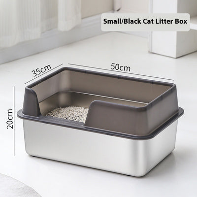 Stainless Steel Litter Box High Fence Anti - splash - 0 - CJ - Black - 50x35x20 - CJYD204371503CX