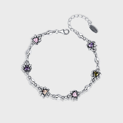 925 Sterling Silver Rainbow Love Zirconium Cat Claw Stone Chain Bracelet Female - 4 - https://x.com/titan_prim62775J