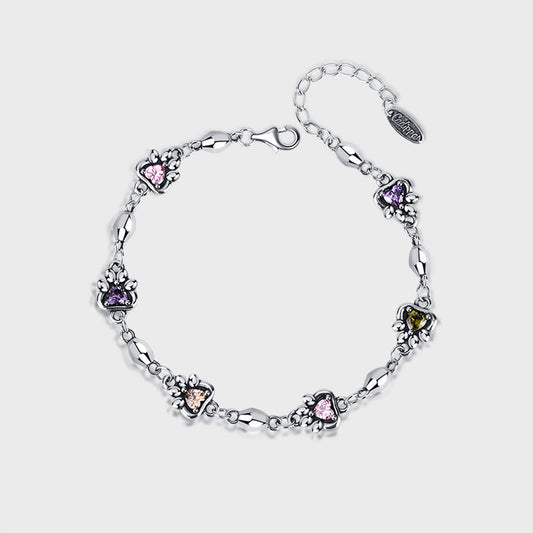 925 Sterling Silver Rainbow Love Zirconium Cat Claw Stone Chain Bracelet Female - 4 - https://x.com/titan_prim62775J