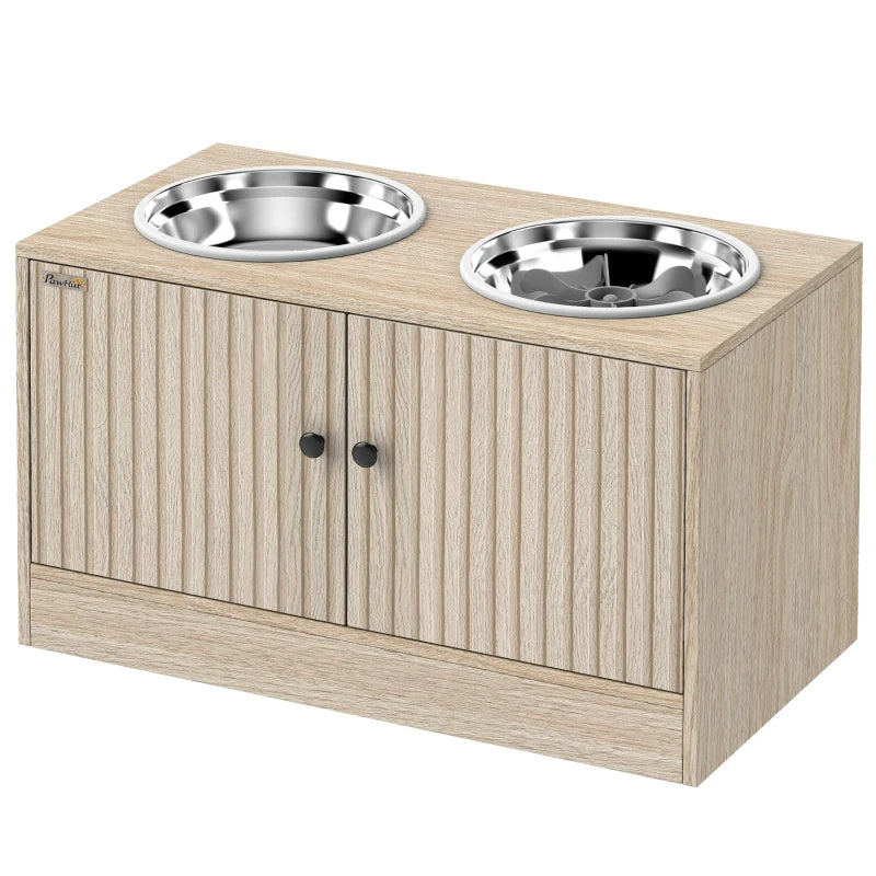 Elevated Dog Bowl, Large Feeding Dog Bowl Stand With 2 Stainless Steel Bowls, Storage Drawer, And Slow Feeder Mat. - 5 - CJ