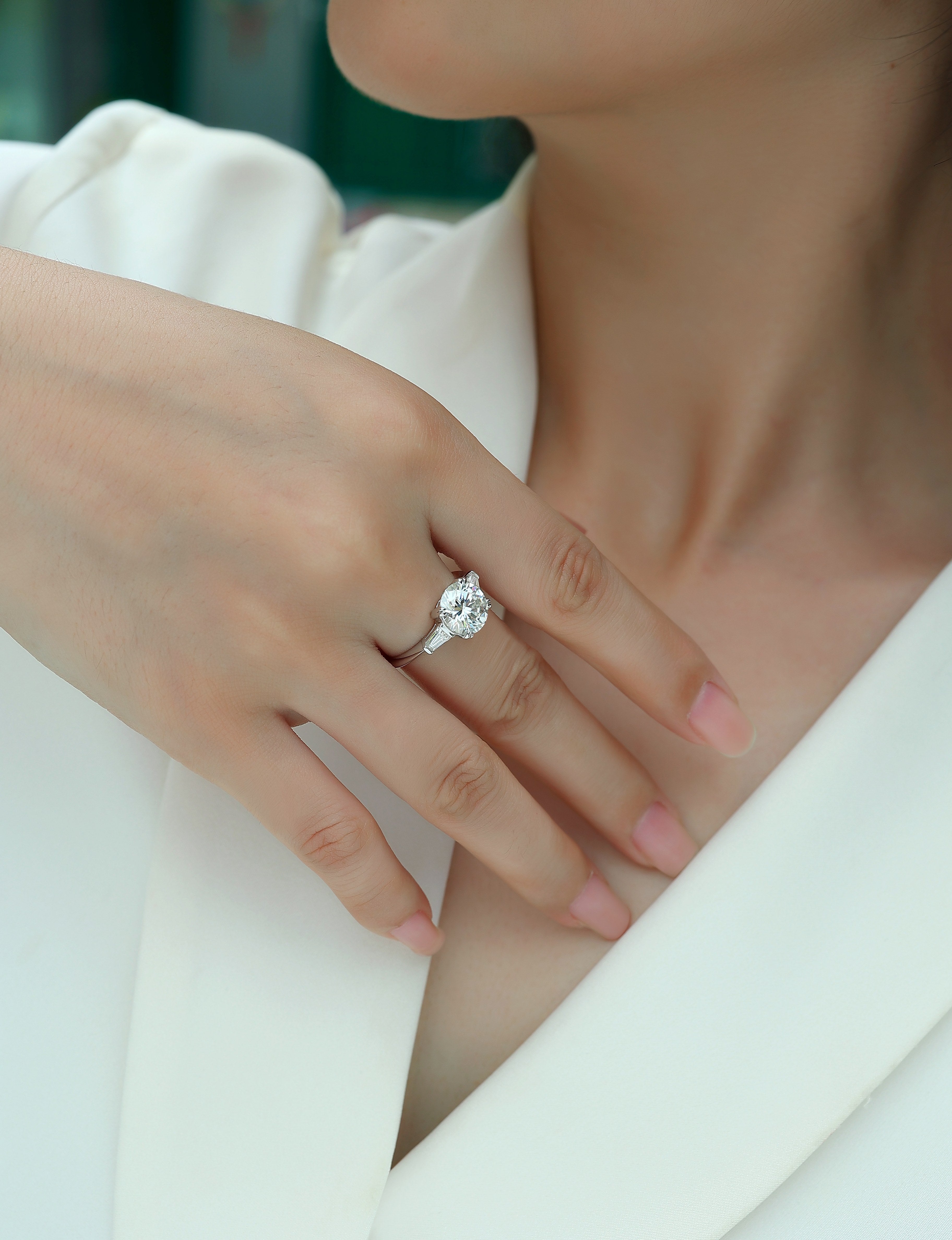 1Shining Step By Step - A Fashionable Diamond Jewelry Piece Set With 3 - carat Moissanite S925 Sterling Silver And Platinum Diamond Ring. Prohibit TikTok sales - 5 - CJ