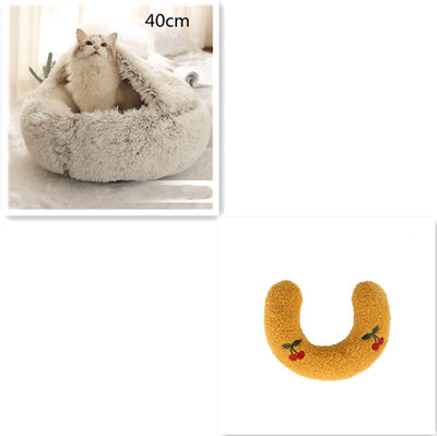 2 In 1 Dog And Cat Bed Pet Winter Bed Round Plush Warm Bed House Soft Long Plush Pets Bed Pet Products - 0 - CJ