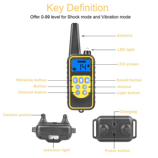 1Pc Dog Training Collar With Remote  IP67 Waterproof Pet Trainer 300mAh Rechargeable 875 Yard Remote Control 4 Modes Adjustable Level - 5 - CJ