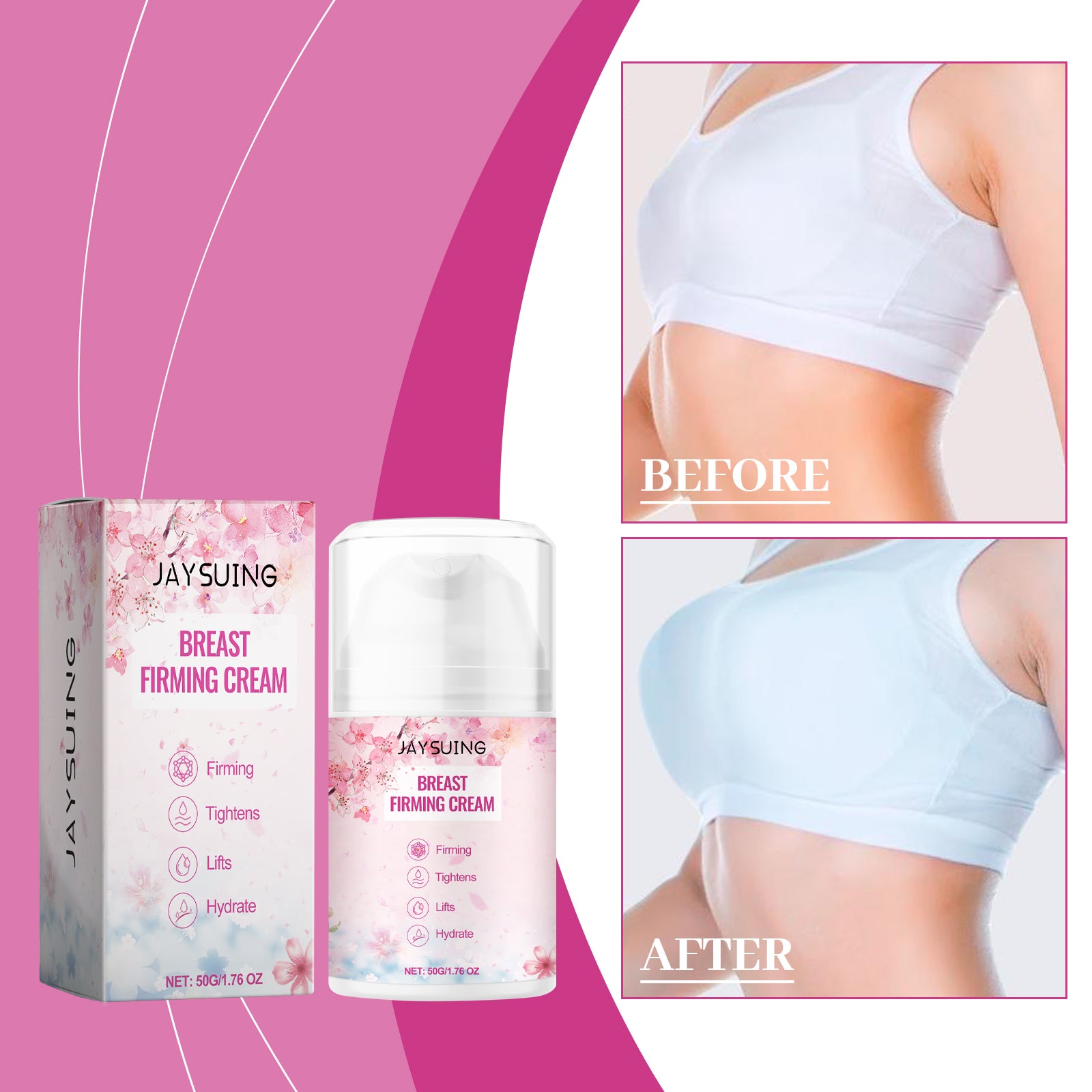 Jaysuing Breast Firming & Firming Cream, Firming & Lifting Firm & Plump & Moisturizing Breast Care Massage Cream - 5 - CJ