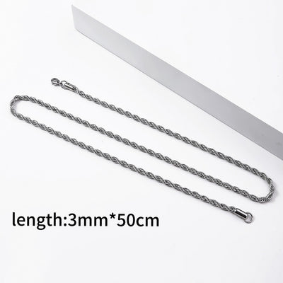 1pc Stainless Steel Twist Chain Necklace,Daily Wear Essential,Ideal Gift For Jewelry Enthusiasts And Crafters - 5 - CJ